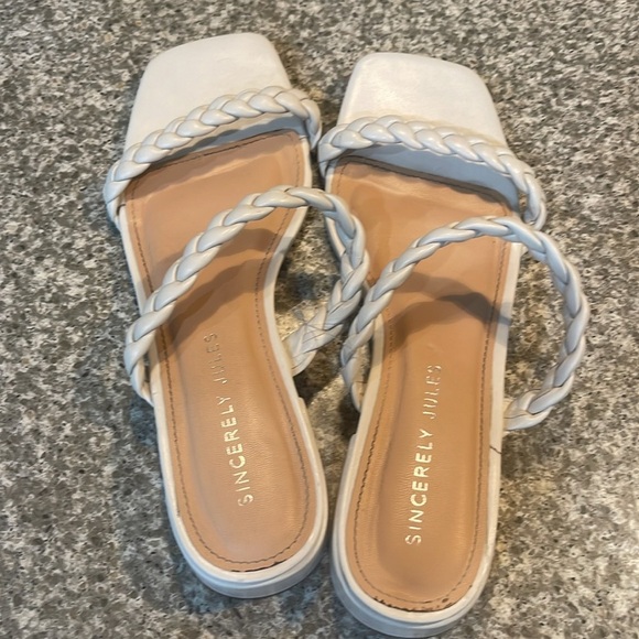 Sincerly Jules Women's White Braided Sandals - Picture 2 of 6